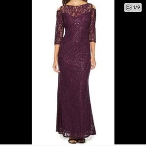 Blu Sage Deep Purple Lace Long Sleeve Dress